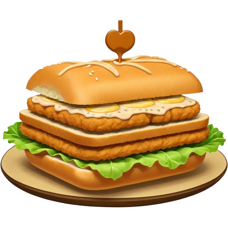 schnitzel sandwich: an oblong roll topped with a schnitzel, placed on a lettuce leaf, the schnitzel is drizzled with remoulade, there is no cheese or other ingredients emoji