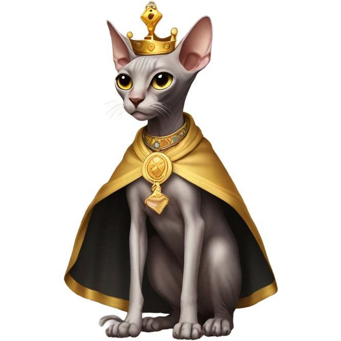 Sphinx cat with kings crown and robe full body emoji