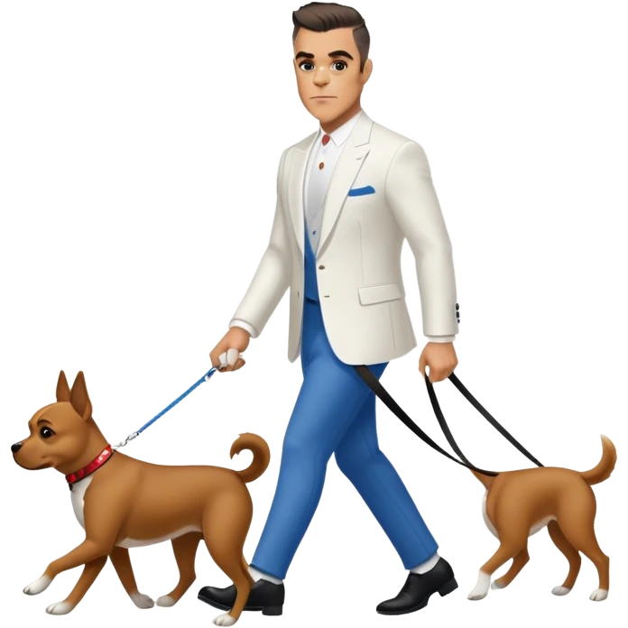 Robbie Williams walking a dog emoji
