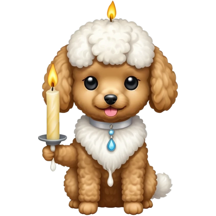 toy poodle holding a candle emoji