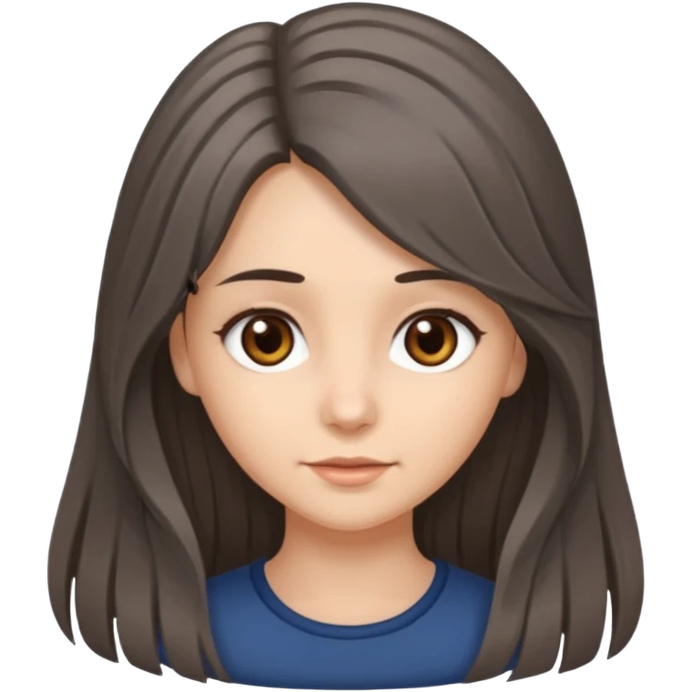 brunette girl long hair with strands of gray hairs emoji