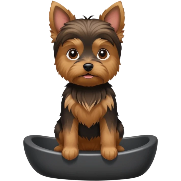 Yorkshire terrier na privada sentado fazer poop emoji