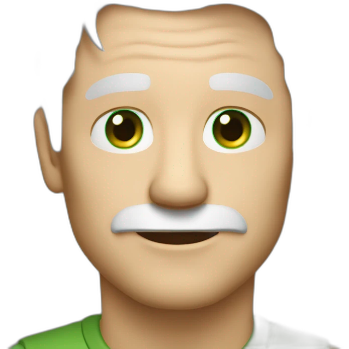 Man 46 years old White hair, green eyes,  with a camera emoji