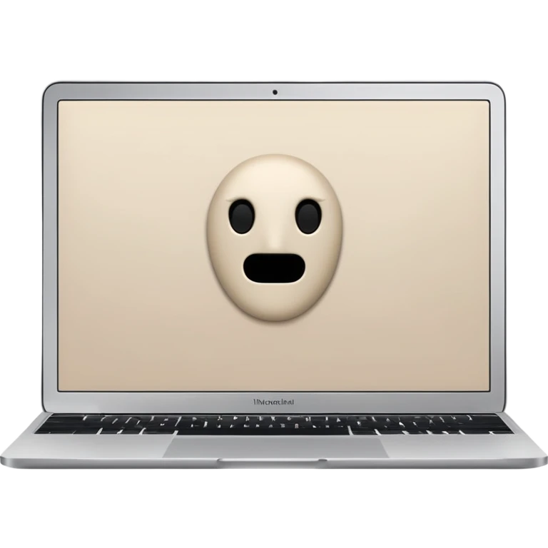 light beige laptop in MacBook style, modern minimalism, no faces, iOS style emoji
