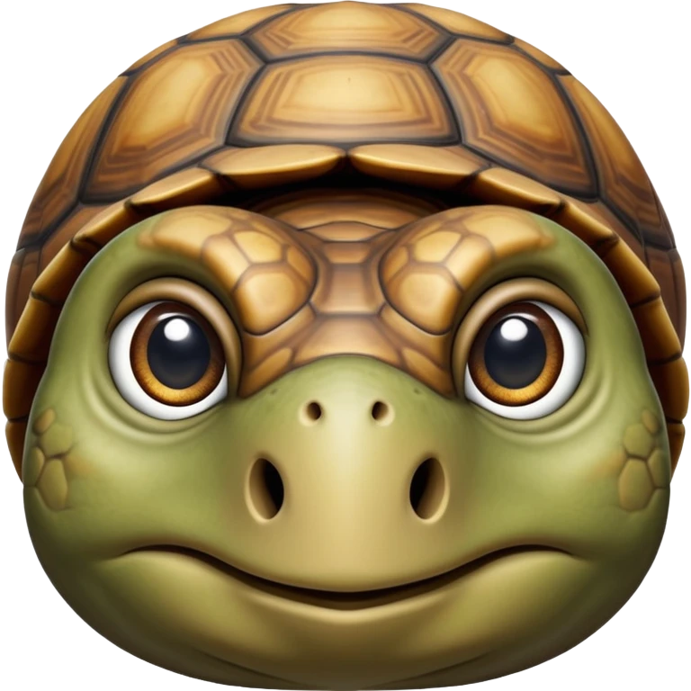 cinematic-tortoise-realistic--emoji,-sturdy-domed-shell-in-rich-earthy-tones,,-wrinkled-wise-face-peering-ahead-with-calm-determination,-cute large-eyes-reflecting-centuries of wisdom, zoomed into its face emoji