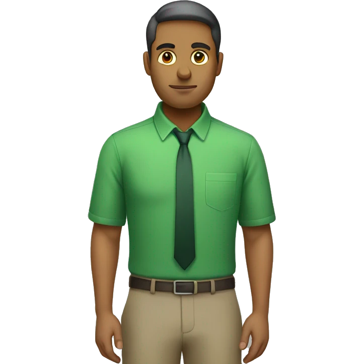 serious office worker in green shirt emoji