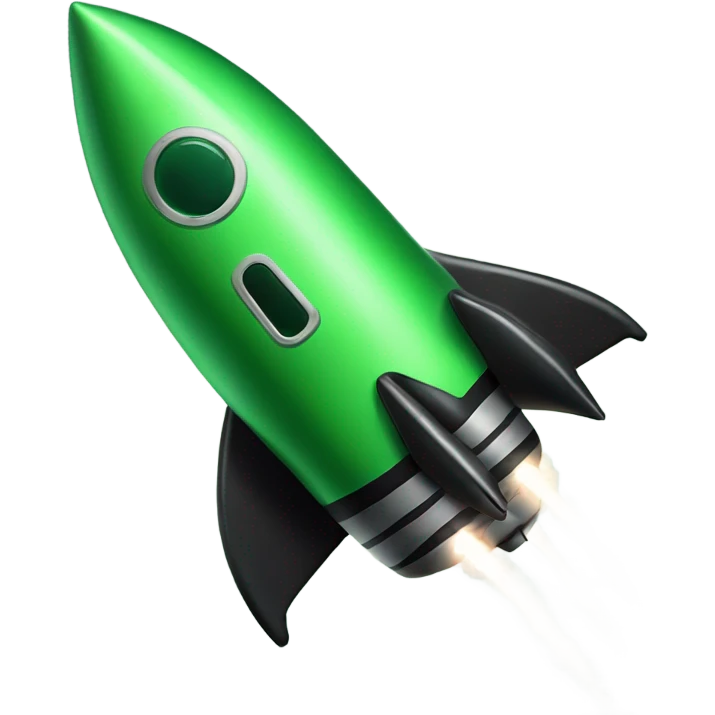 green and black rocket ship ios stile emoji