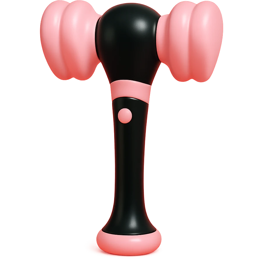 BLACKPINK-inspired gothic lightstick, no hearts, vinyl figure style, glossy and bold, black and pink color scheme emoji
