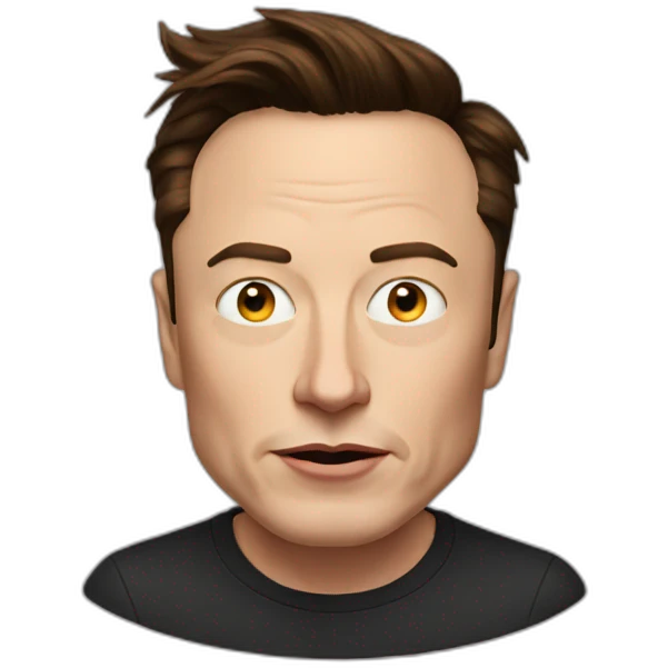 elon musk with a malformed face emoji