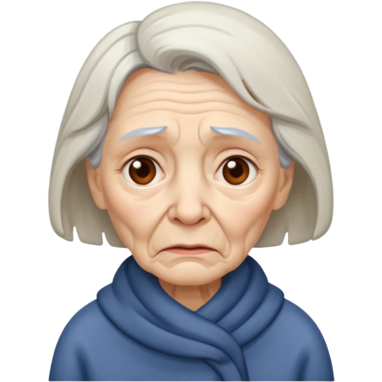 very sick very old woman with fever emoji