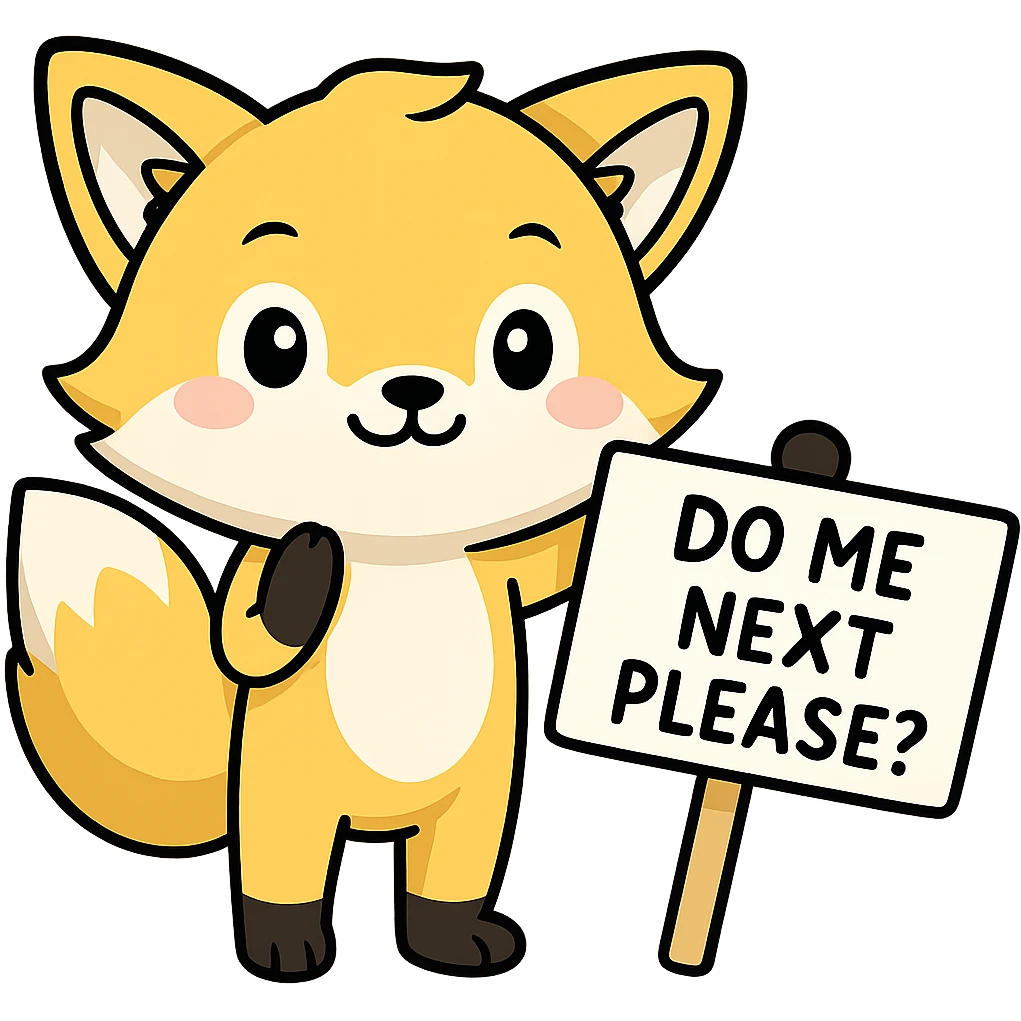 Change the fox color to a blond-like shade, keep the blushing and the sign with the text 'do me next please?'. Preserve the original style and keep the background transparent if present. emoji