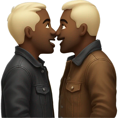 Two dudes kissing  emoji