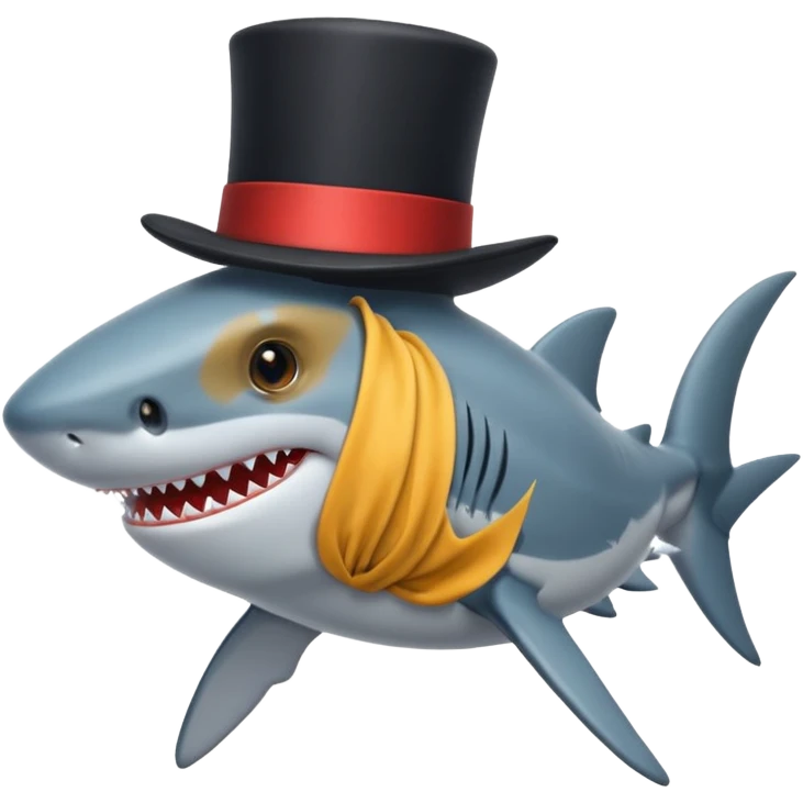 Shark with a top hat emoji