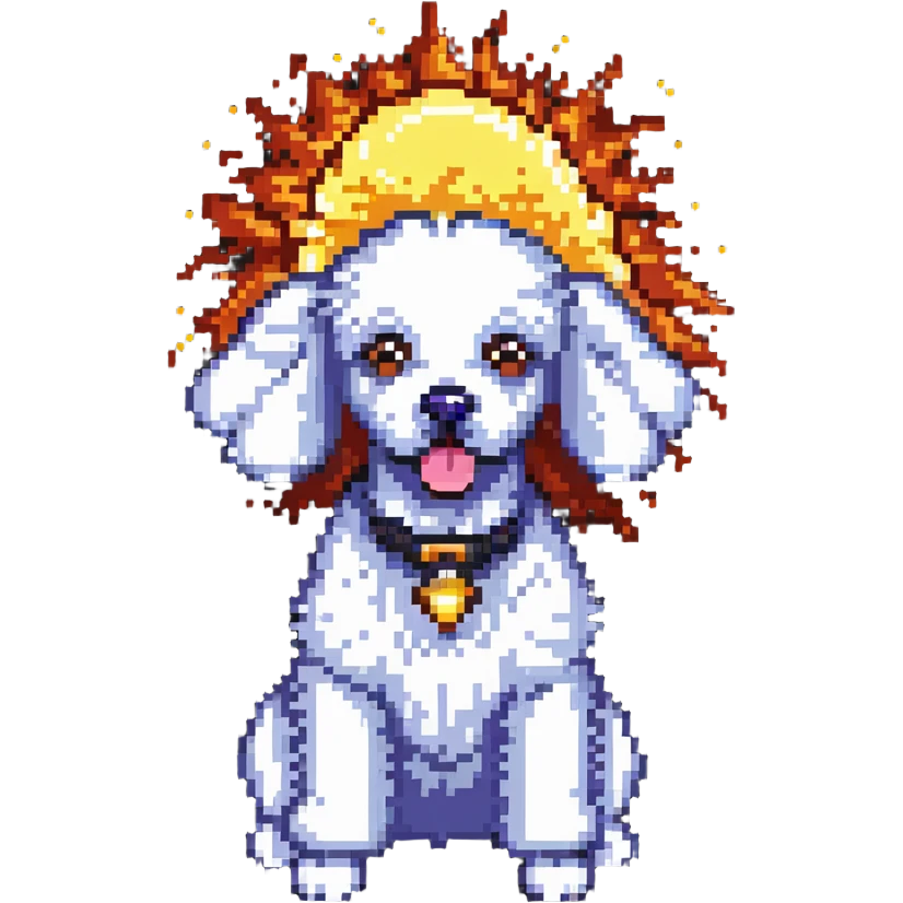poodle dog with exploding head emoji