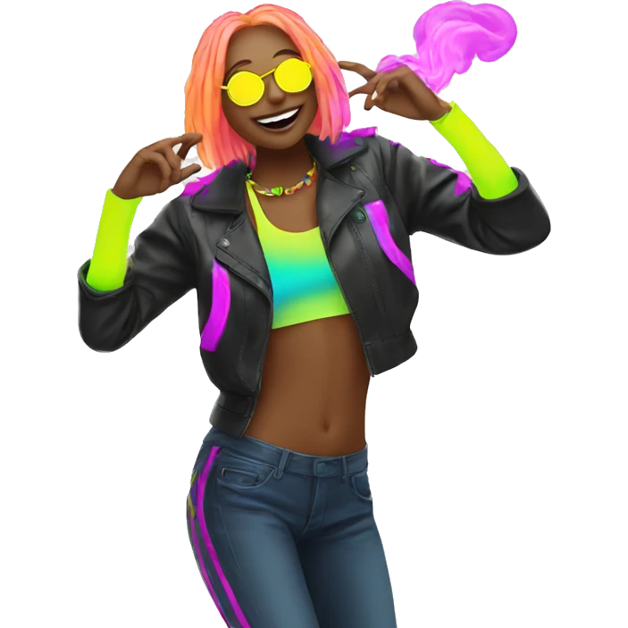 Rave party dancing neon smoking emoji