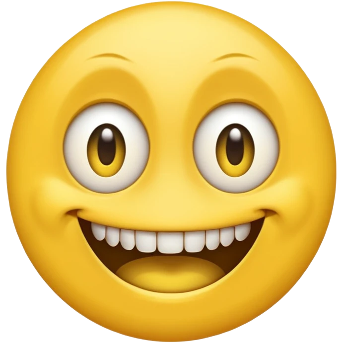 Yellow emoji with vertical slit eyes, huge creepy grin from ear to ear emoji
