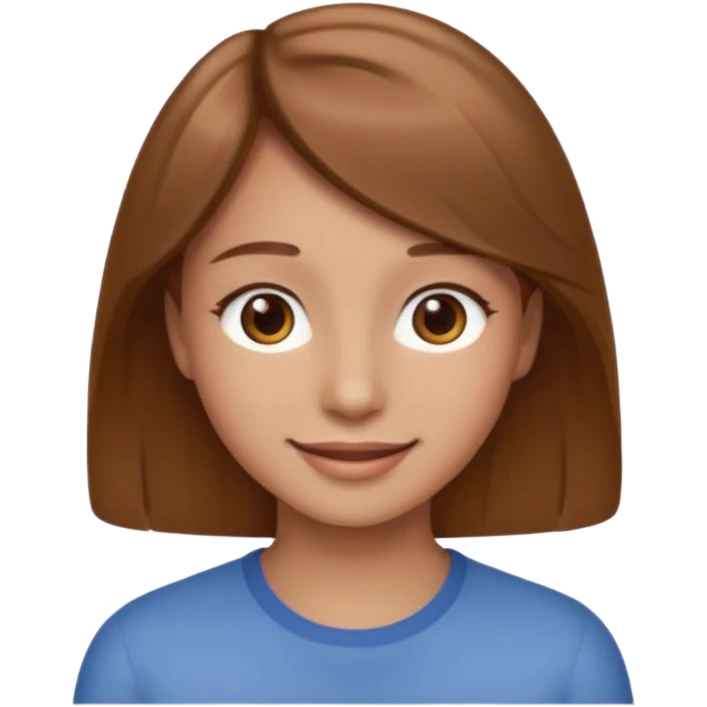 Branca cabelos castanhos claros olhos castanhos claros simpática e meiga emoji
