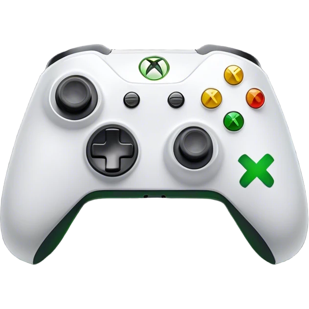 Clash of Clans aesthetic: Cinematic Playful Xbox Controller (Original Duke) Portrait Emoji, rendered in a 3D vector-style similar to standard emojis with minimal shading and bold, simplified shapes. A compact, distinct form with signature details, softly glowing with a modern gaming energy charm. Simplified yet unmistakably iconic, highly detailed and consistent, glowing with a soft radiance and high shine. Stylized with a touch of next-gen innovation and a soft glowing outline, capturing the essence of a beloved gaming relic with a friendly, playful manner! emoji