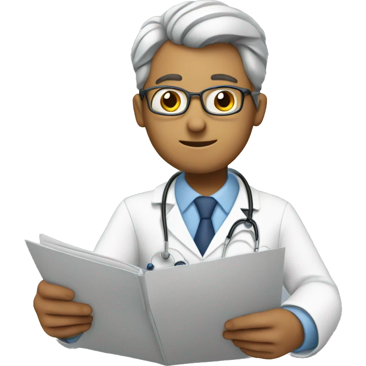 a doctor wearing stethoscope reading a report emoji