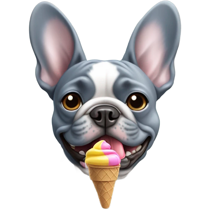 French bulldog blue and grey with ice cream cone emoji