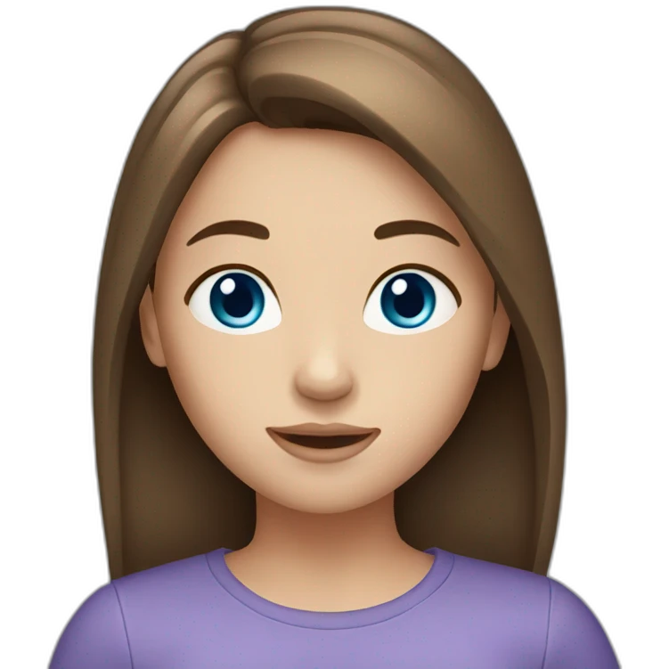 Girl with brown hair and blue eyes emoji