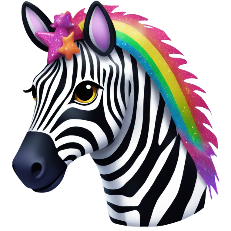 Lisa frank zebra with glitter rainbow stripes emoji
