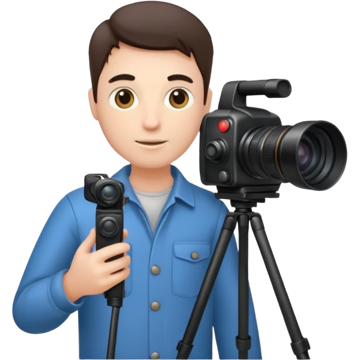 Photographer with tripod & remote, emoji