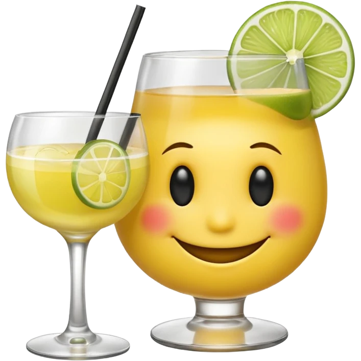 Smiley/smirk emoji with side eye drinking a margarita  emoji