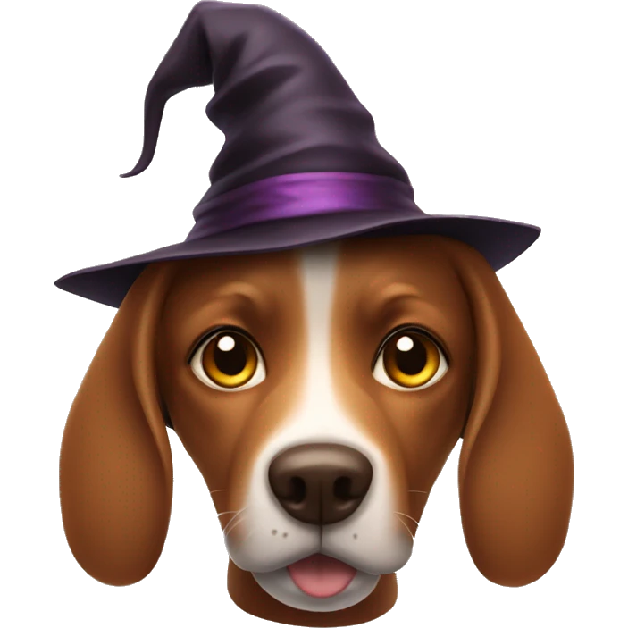 brown dog with witch hat emoji