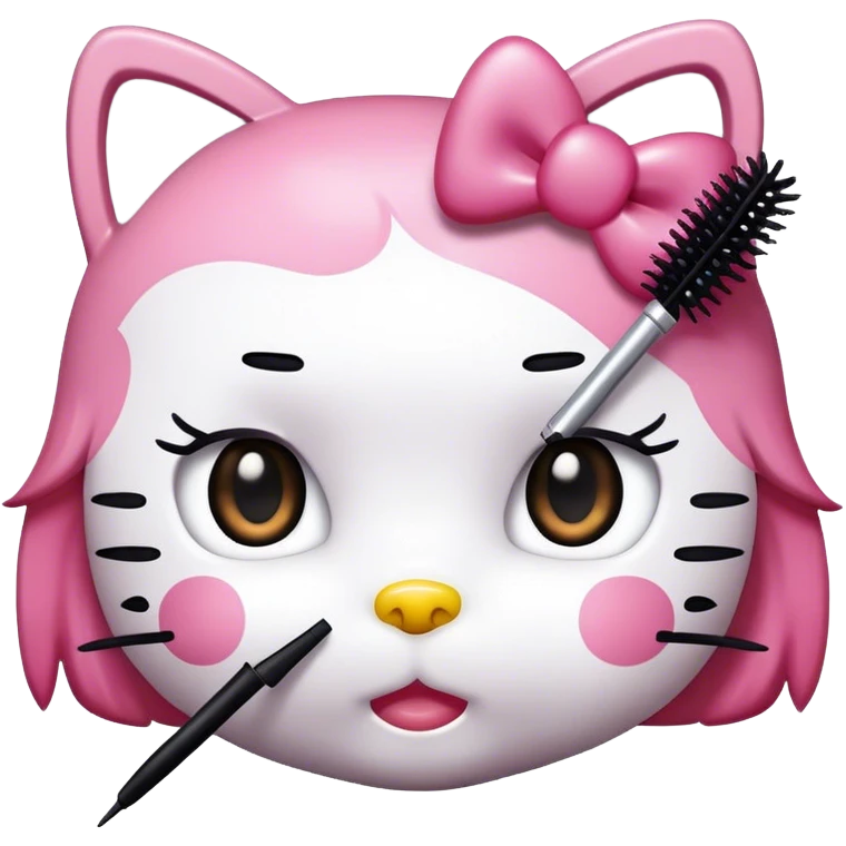 hello kitty with mascara spoolie emoji