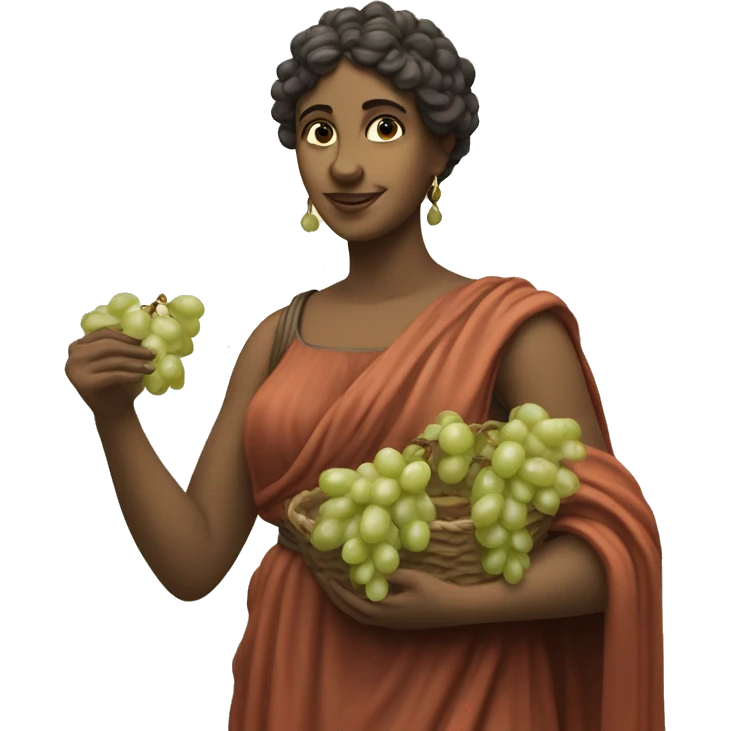 Sappho holds a bunch of grapes in her hand emoji