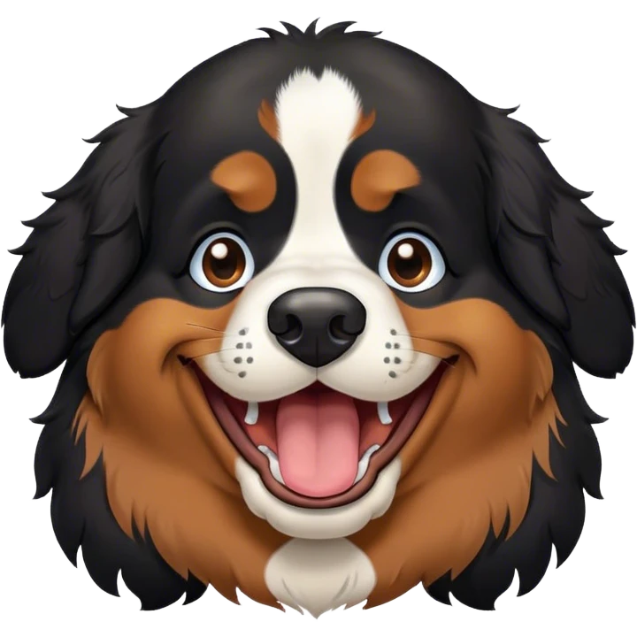 Tête de Chien de race bouvier bernois noir qui pleure de rire  emoji