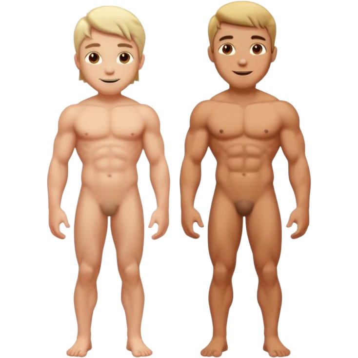 happy naked white Adam and Eve standing next to each other, without background emoji
