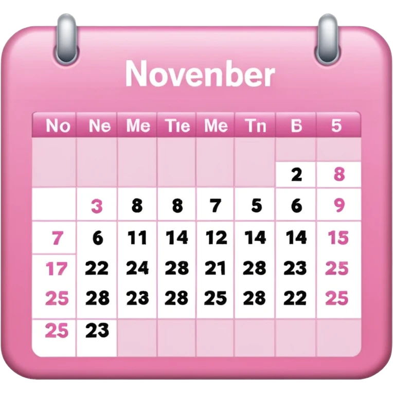 pink calendar of november 2025 emoji