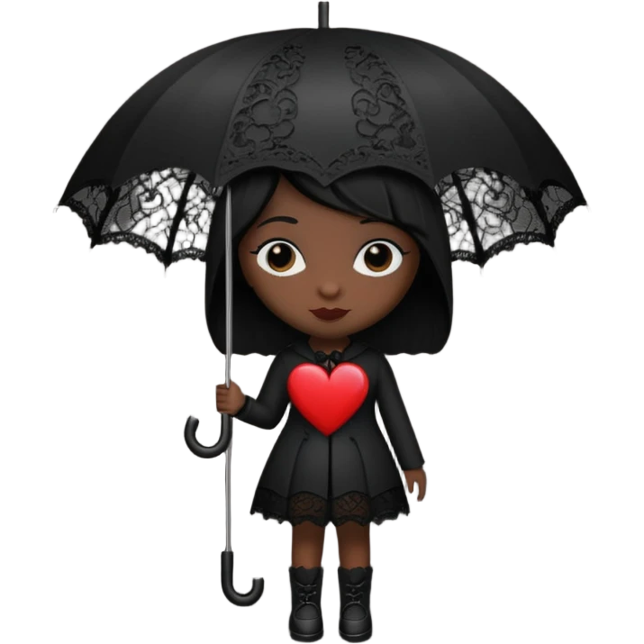 goth themed heart with a black lace umbrella emoji