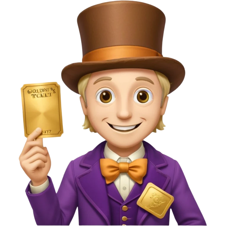 Wonka con un golden ticket emoji