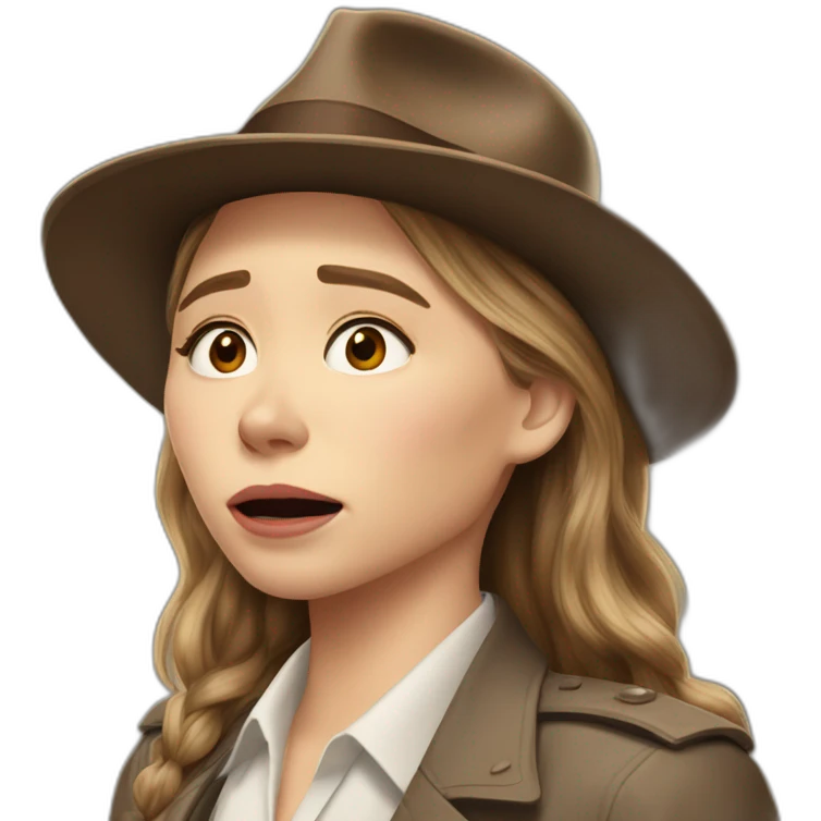 Elizabeth olsen in Indiana jones suit crying emoji