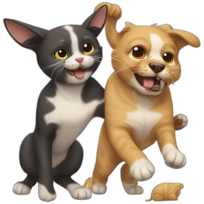 cat battle with two dogs emoji