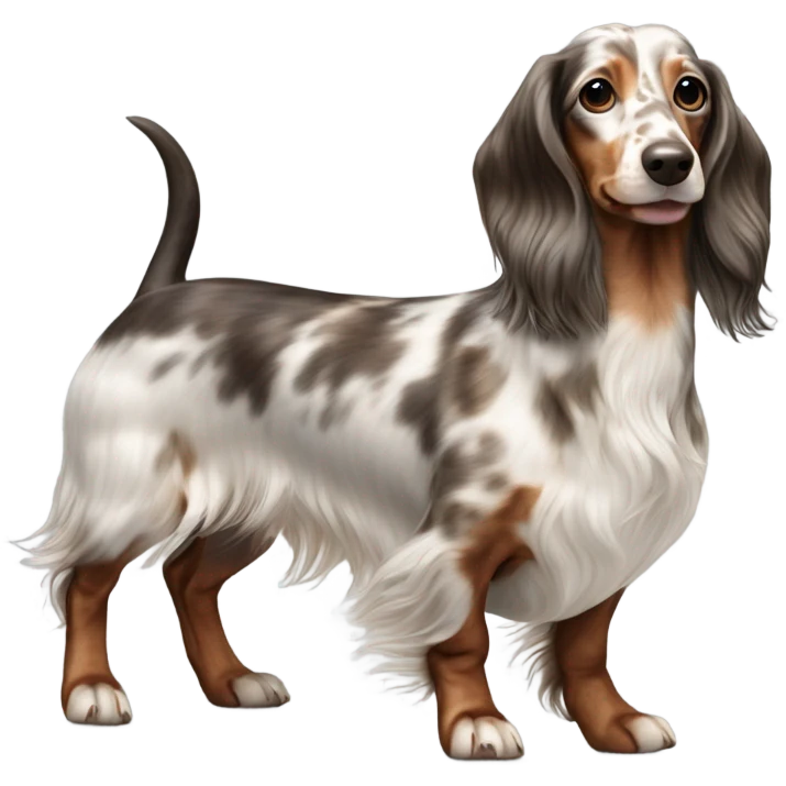 long hair dachshund brown and white merle emoji