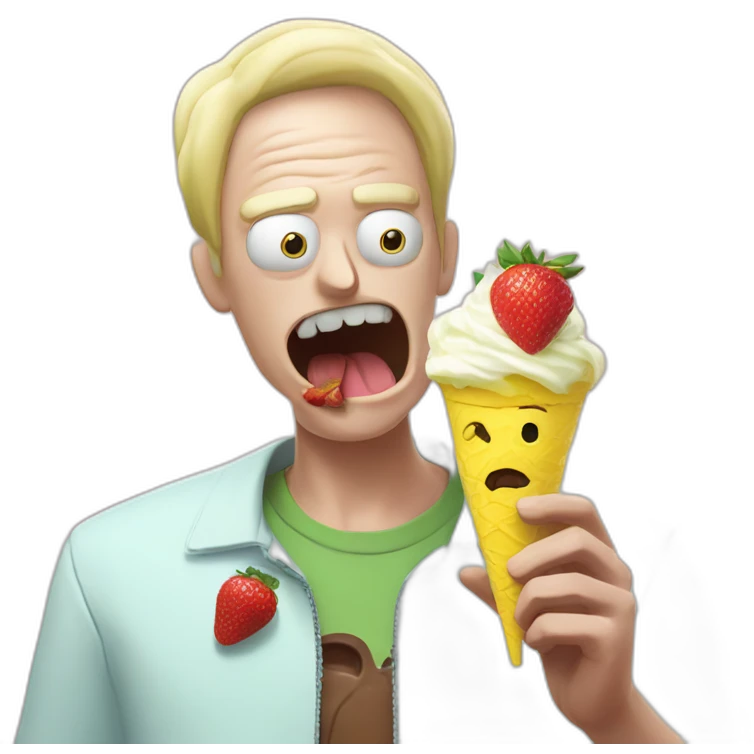  rick and morty eating a strawberry lemon gelato emoji