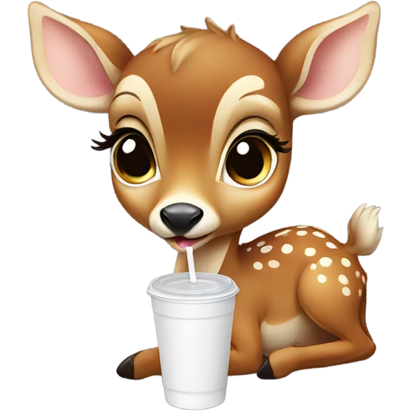 Baby deer drinking iced coffee emoji