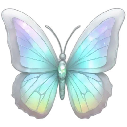 Sparkly glossy Pastel white iridescent glass crystal butterfly emoji