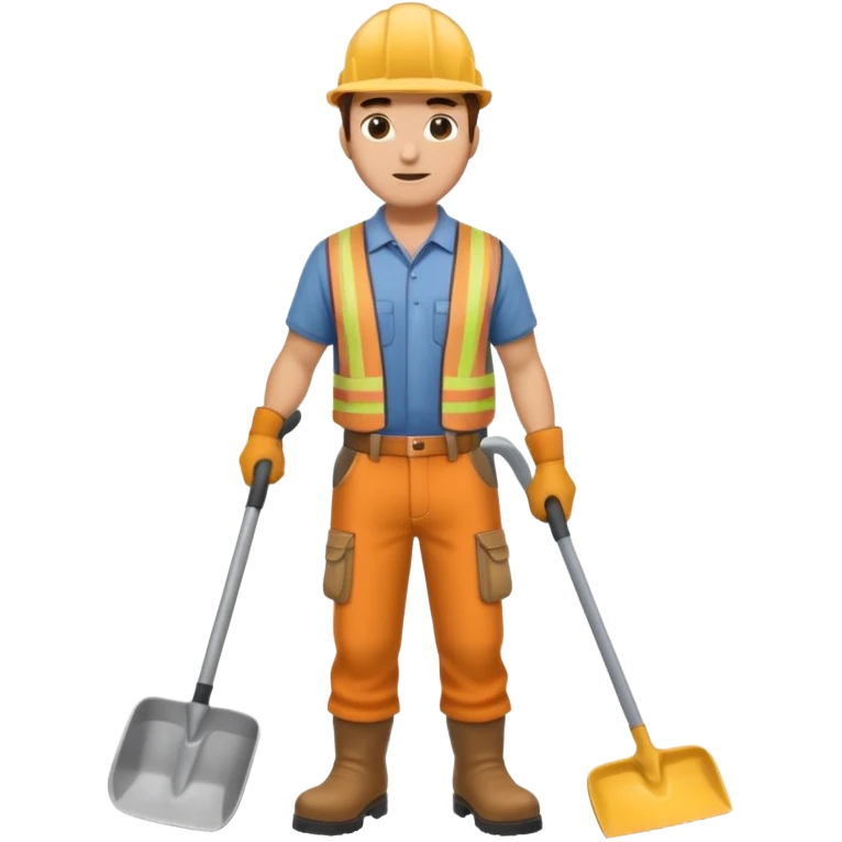 Landscaping company worker, shoveling, full body emoji