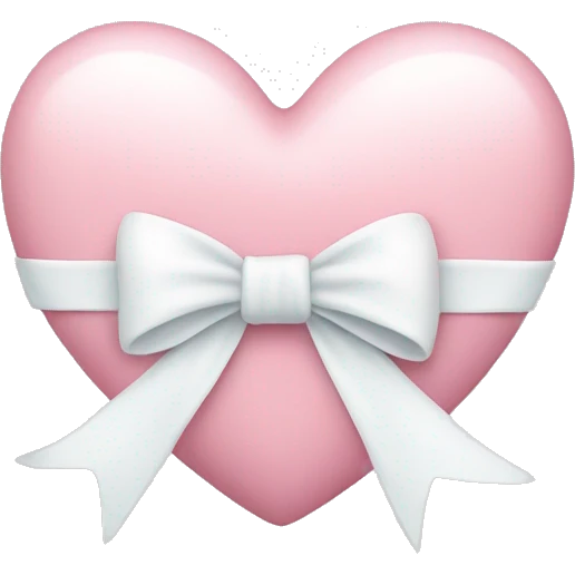Pastel pink heart with white bow emoji