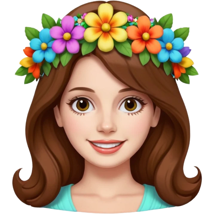lana del rey with a colorful floral crown emoji