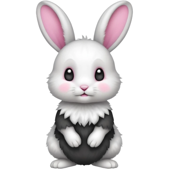 a white and black baby rabbit staying on its lelegs emoji
