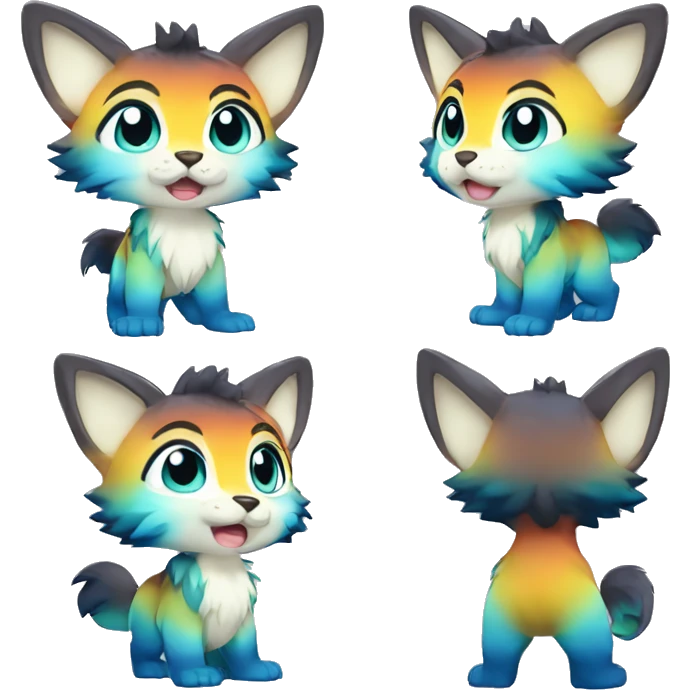 shiny, colorful, gradient, Kemono-style, Chibi, Anthro-Fur-Sona-Fakémon, Full Body emoji