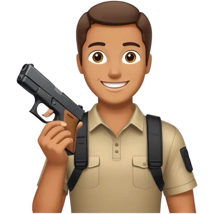 Smiley fave holding a Glock emoji