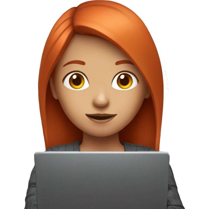 A red-haired girl with a laptop emoji