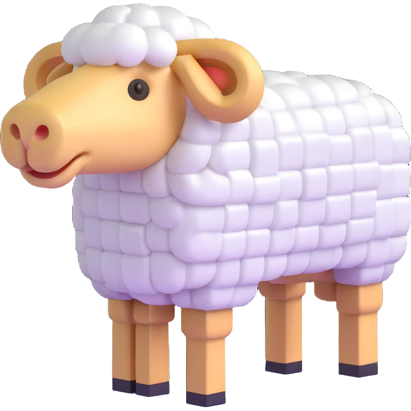 Minecraft sheep made out of square blocks, looks exactly like in the game emoji
